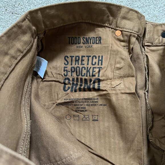 NWOT Todd Snyder SLIM FIT 5-POCKET CHINO Denim Jeans Mens 34x32 Caramel - Picture 6 of 10